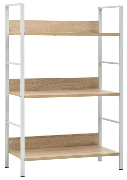 3 szintes tölgyszínű szerelt fa könyvespolc 60 x 27,6 x 90,5 cm