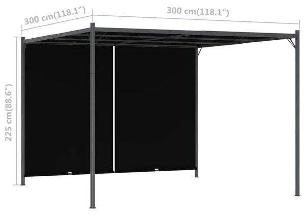 Antracitszürke kerti pavilon behúzható tetővel 3 x 3 m