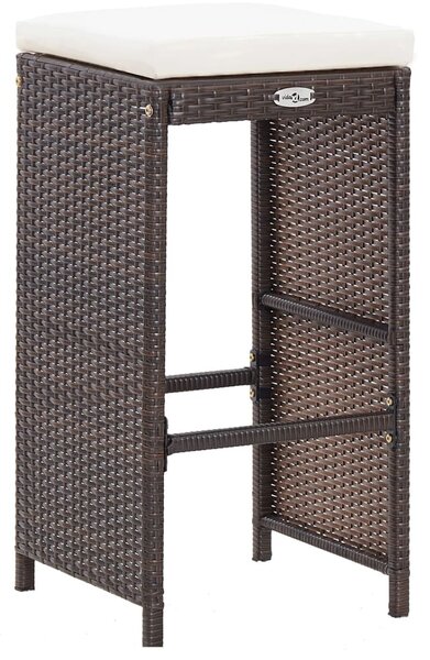 7 részes barna polyrattan kerti bárszett párnákkal