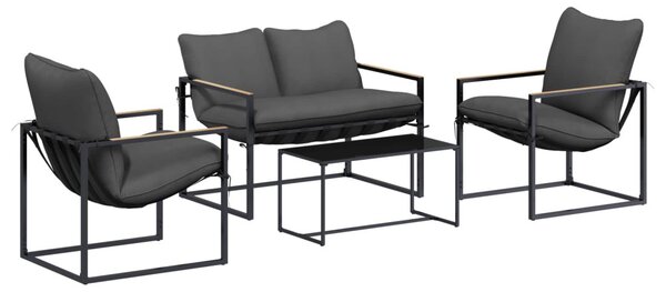 VidaXL Kerti Kanapé Szett 4 pcs Fekete és Antracit Acél