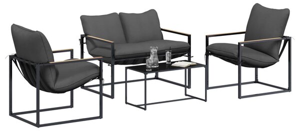 VidaXL Kerti Kanapé Szett 4 pcs Fekete és Antracit Acél