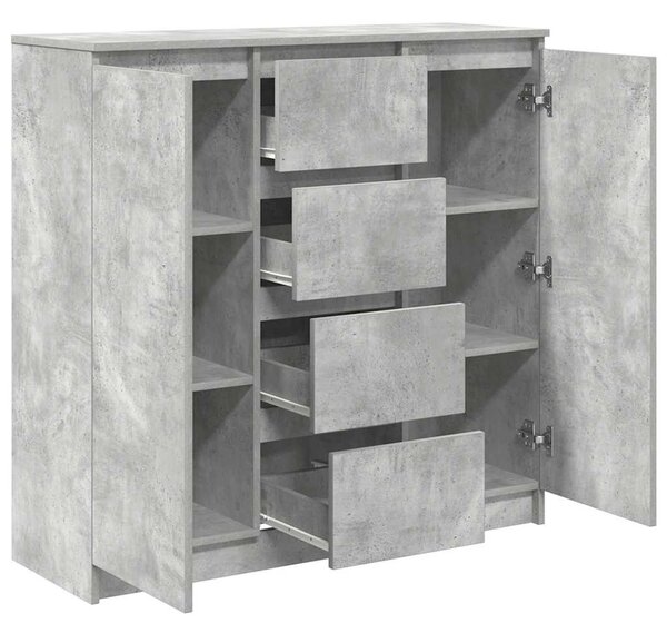 Betonszürke szerelt fa tálalószekrény fiókos 100,5x35x98,5 cm