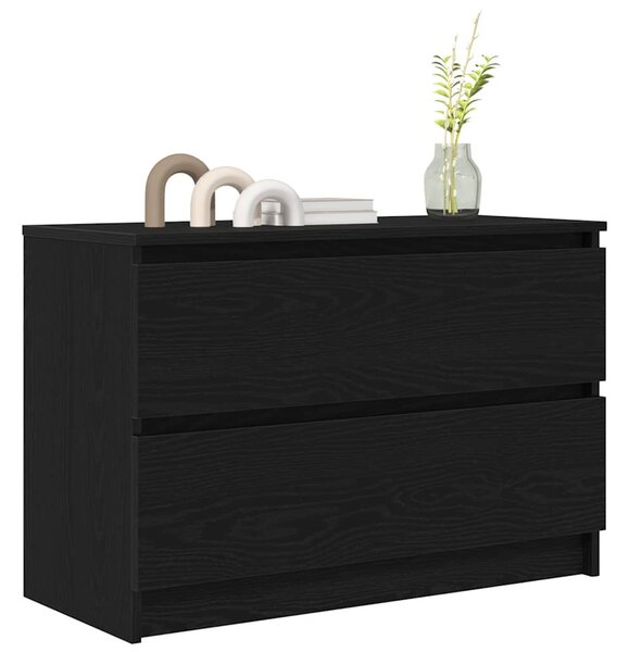 Fekete szerelt fa TV-szekrény 80x35x54 cm