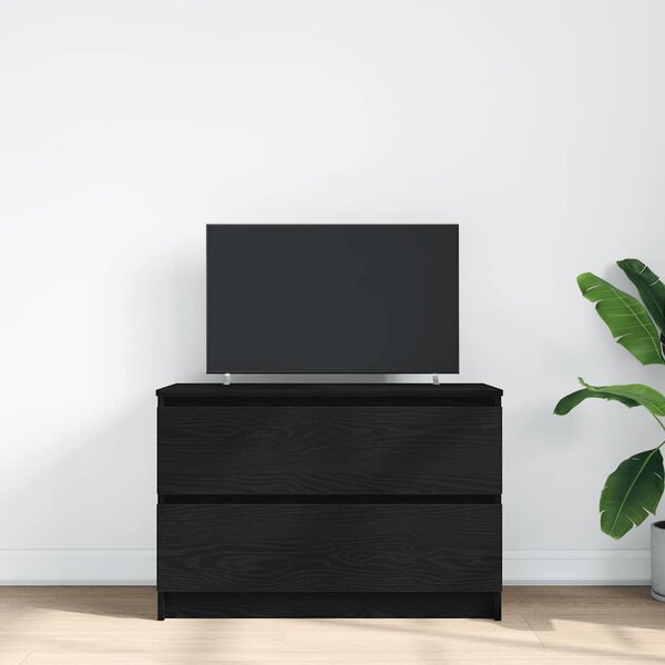 Fekete szerelt fa TV-szekrény 80x35x54 cm