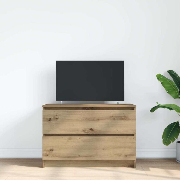 Kézműves tölgy színű szerelt fa TV-szekrény 80x35x54 cm