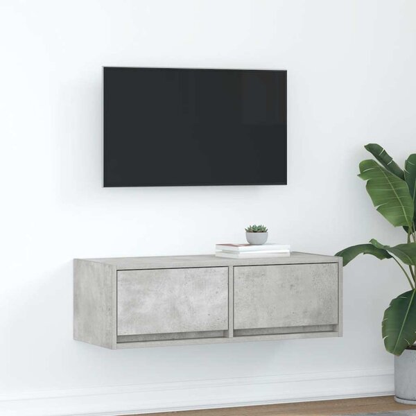 Betonszürke szerelt fa TV-szekrény 80x31x25,5 cm