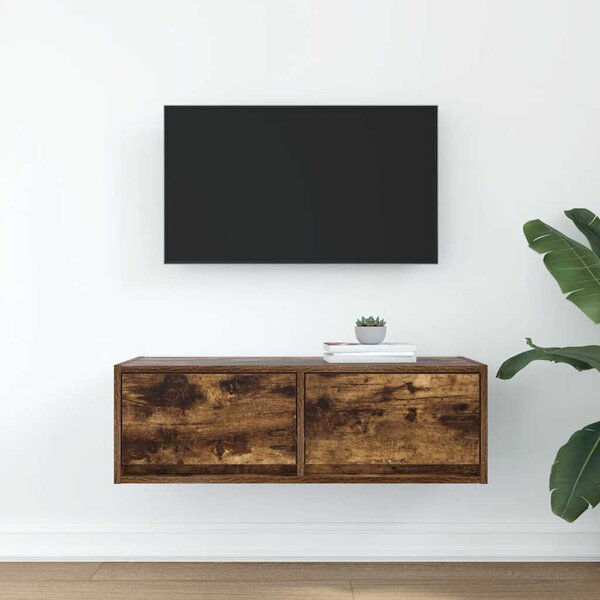 Füstös tölgy színű szerelt fa TV-szekrény 80x31x25,5 cm