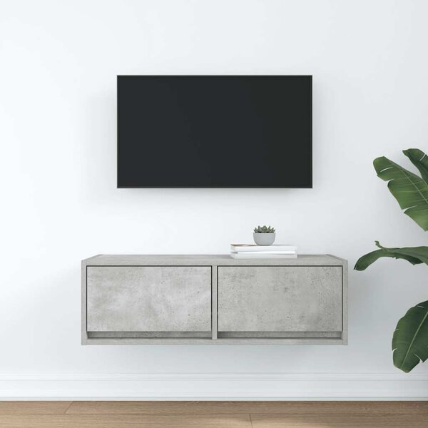 Betonszürke szerelt fa TV-szekrény 80x31x25,5 cm