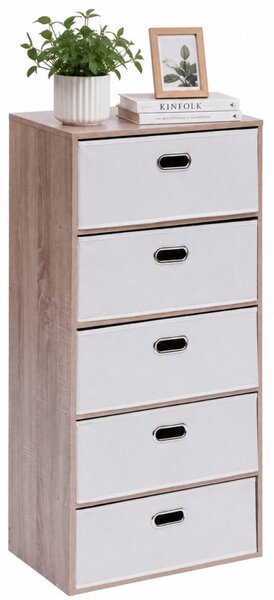 Intenso Home komód 5db fiókkal 50x100cm | Fehér - sonoma tölgy