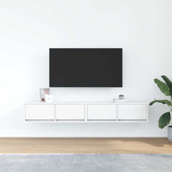2 db fehér szerelt fa TV-szekrény 80x31x25,5 cm
