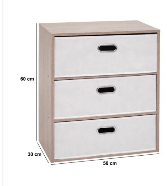 Intenso Home komód 3db fiókkal 50x60cm | Fehér - sonoma tölgy