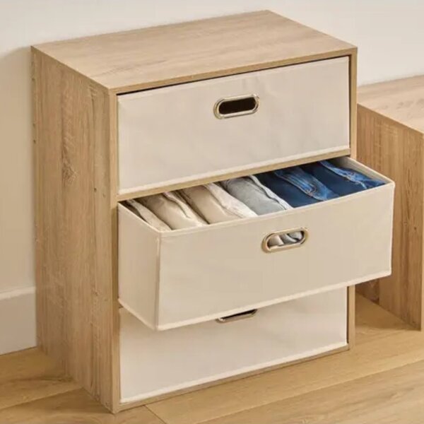 Intenso Home komód 3db fiókkal 50x60cm | Fehér - sonoma tölgy