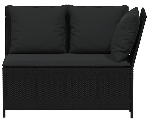 3 részes fekete polyrattan kerti ülőgarnitúra párnával