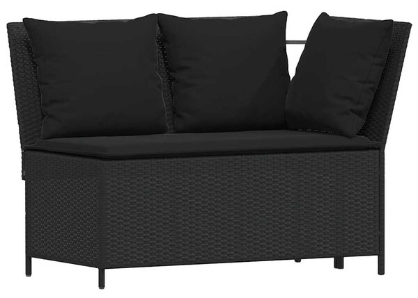 4 részes fekete polyrattan kerti étkezőszett párnákkal