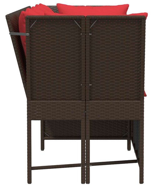 Barna polyrattan kerti kanapé párnákkal