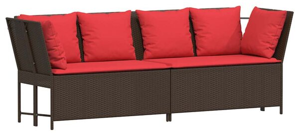 Barna polyrattan kerti kanapé párnákkal