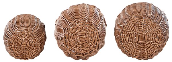 3 darabos fonott virágtartó szett AUCUBA 26/34/44 cm Világosbarna