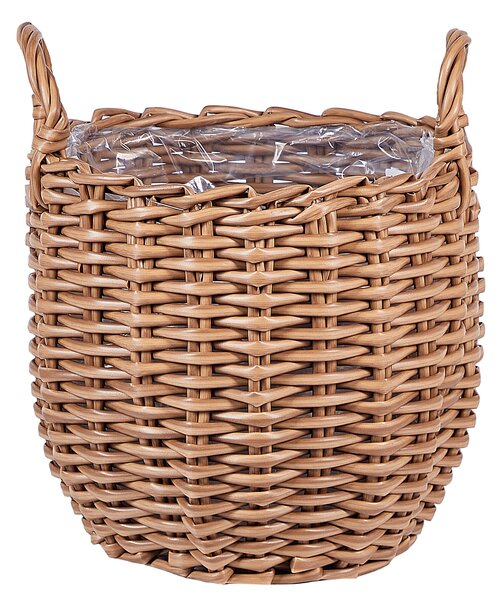 3 darabos fonott virágtartó szett AUCUBA 26/34/44 cm Világosbarna