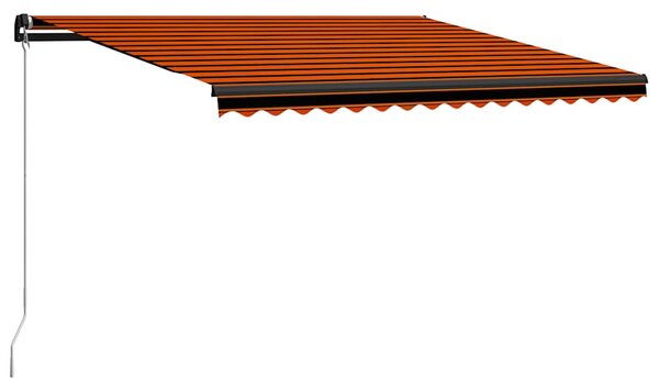 Narancs és barna kézzel kihúzható LED-es napellenző 450x300 cm