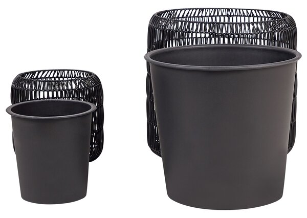 Kétdarabos virágcserép szett BRODIEA PE Rattan 26/45 cm Fekete