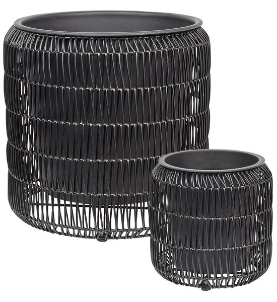 Kétdarabos virágcserép szett BRODIEA PE Rattan 26/45 cm Fekete
