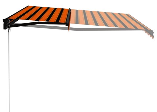Narancs és barna kézzel kihúzható LED-es napellenző 450x300 cm