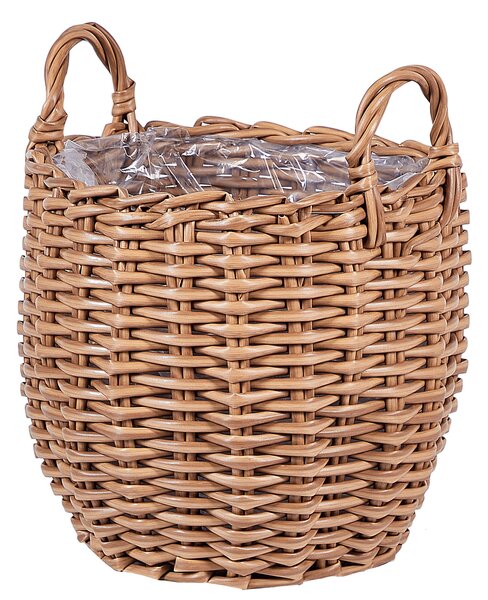 3 darabos fonott virágtartó szett AUCUBA 26/34/44 cm Világosbarna