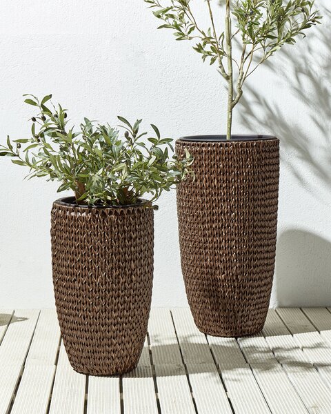Kétdarabos virágcserép szett CEDRUS PE Rattan 37/45 cm Barna