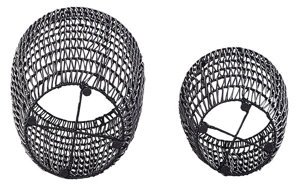 Kétdarabos virágcserép szett CHELONE PE Rattan 26/34 cm Fekete