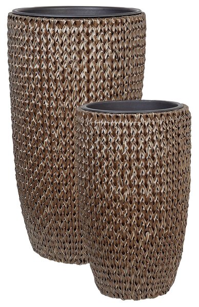 Kétdarabos virágcserép szett CEDRUS PE Rattan 37/45 cm Barna