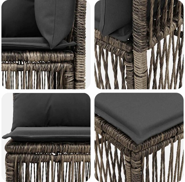 VidaXL Kerti Kanapé Szett 3 pcs Szürke polirattan