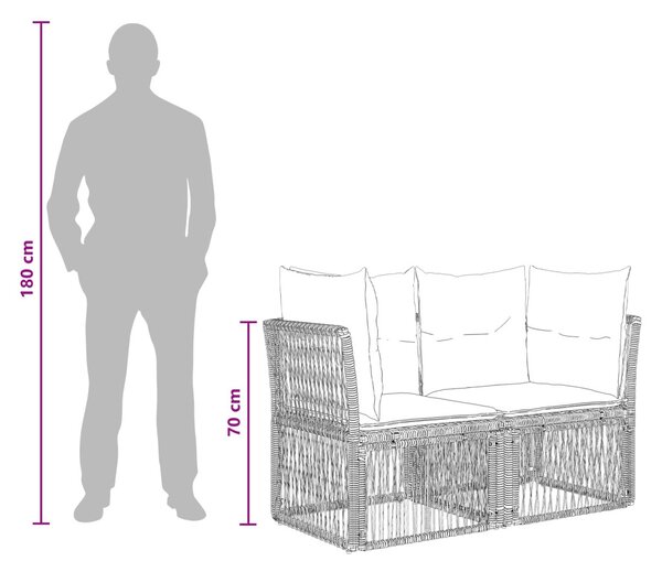 VidaXL Kerti Kanapé Szett 3 pcs Szürke polirattan