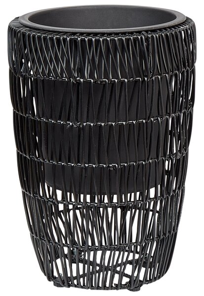 Kétdarabos virágcserép szett CHELONE PE Rattan 26/34 cm Fekete