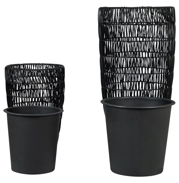 Kétdarabos virágcserép szett CHELONE PE Rattan 26/34 cm Fekete