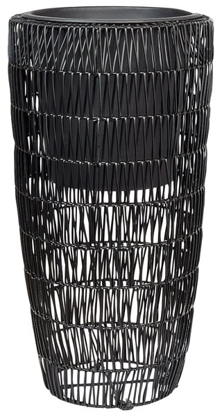 Kétdarabos virágcserép szett CHELONE PE Rattan 26/34 cm Fekete