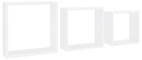3 db fehér MDF fali kockapolc