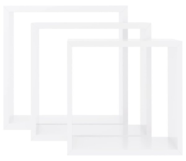3 db fehér MDF fali kockapolc