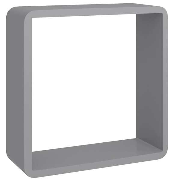 3 db szürke MDF fali kockapolc