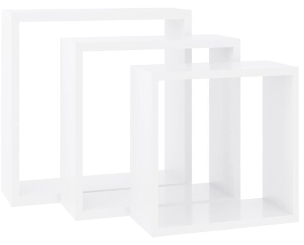 3 db fehér MDF fali kockapolc