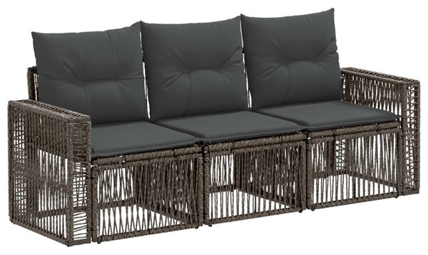 VidaXL Kerti Kanapé Szett 3 pcs Szürke és sötétszürke polirattan