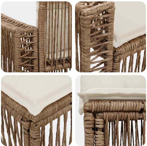 VidaXL Kerti Kanapé Szett 3 pcs Beige és Krémszínű polirattan