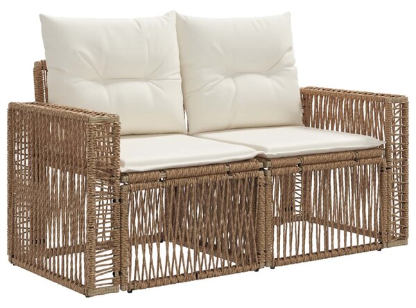 VidaXL Kerti Kanapé Szett 3 pcs Beige és Krémszínű polirattan