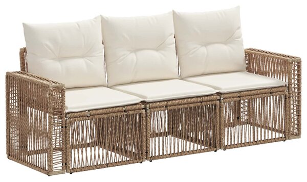 VidaXL Kerti Kanapé Szett 3 pcs Beige és Krémszínű polirattan