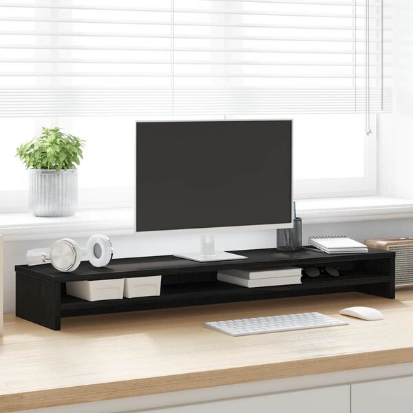 Fekete tölgy színű szerelt fa monitorállvány 100 x 24 x 13 cm