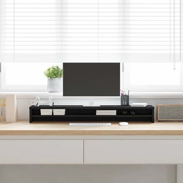 Fekete tölgyfa monitorállvány 100 x 24 x 13 cm