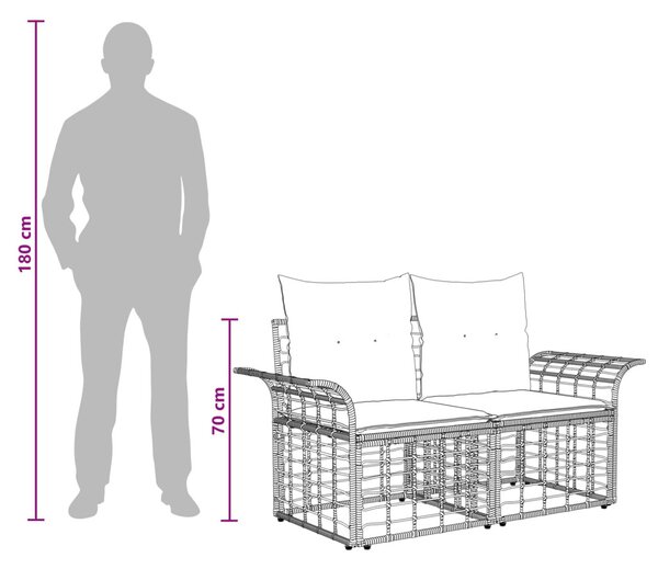 Kültéri kanapé szett 3 pcs Természetes és Krémszínű Fehér