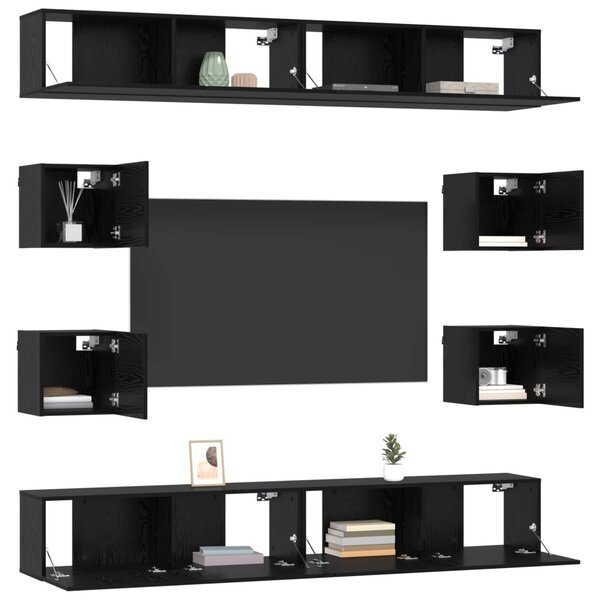 TV szekrény garnitúra 8 pcs 100 x 30 x 30 cm Fekete Tölgy