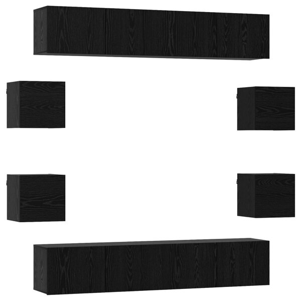 TV szekrény garnitúra 8 pcs 80 x 30 x 30 cm Fekete Tölgy