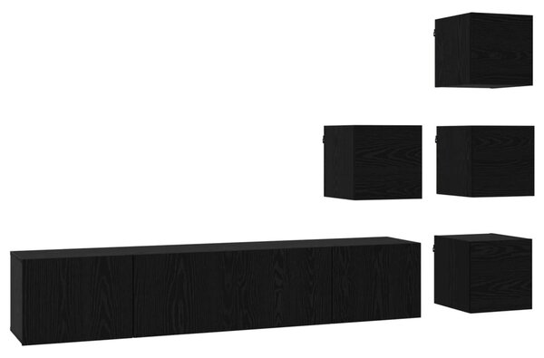 TV szekrény garnitúra 6 pcs 80 x 30 x 30 cm Fekete Tölgy