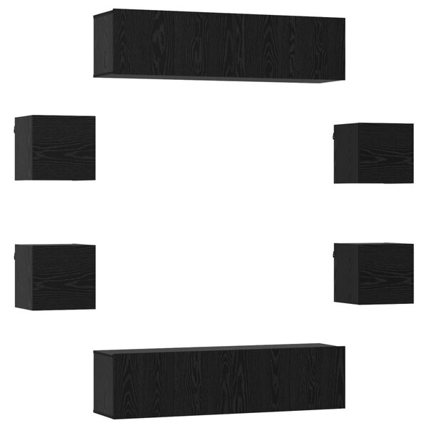 TV szekrény garnitúra 8 pcs 120 x 30 x 30 cm Fekete Tölgy